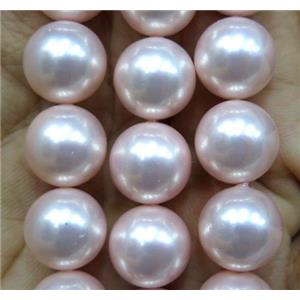 pink Pearlized Shell Beads, round, approx 12mm dia