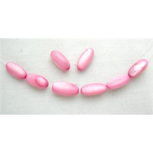 freshwater shell beads, rice-shape, pink, 4.5x10mm,37pcs per st
