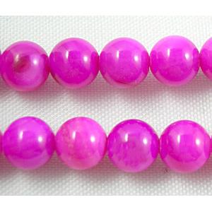 freshwater shell beads, round, dyed, hot-pink, 6mm dia,62bead per st