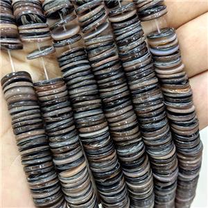 Natural Sea Shell Heishi Beads Coffee Dye, approx 11mm