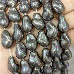 Baroque Style Pearlized Shell Beads Freeform Chocolate Dye AB-Color Electroplated, approx 15-22mm