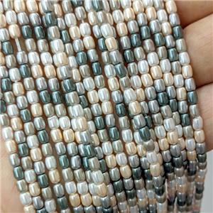 Pearlized Shell Beads Rice Mixed Color, approx 3-4mm