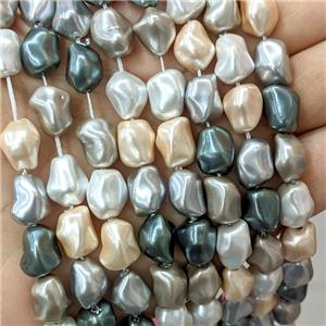 Pearlized Shell Beads Freeform Mixed Color, approx 9-12mm