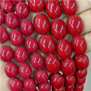 Pearlized Shell Barrel Beads Red Dye, approx 13-15mm