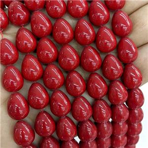 Pearlized Shell Teardrop Beads Red Dye, approx 12-15mm