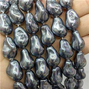 Baroque Style Pearlized Shell Beads Freeform Darkgray Dye, approx 15-22mm