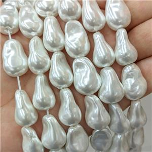 Baroque Style White Pearlized Shell Beads Freeform, approx 15-20mm