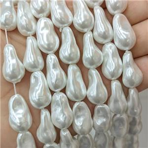 Baroque Style White Pearlized Shell Beads Freeform, approx 13-22mm