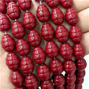 Baroque Style Pearlized Shell Barrel Beads Screw Red Dye, approx 13-16mm