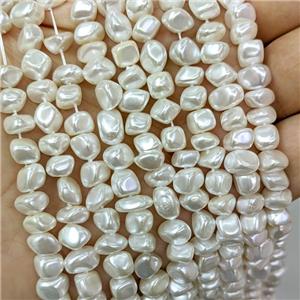 White Pearlized Shell Chips Beads Freeform, approx 7-8mm
