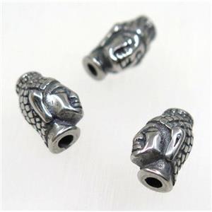 stainless steel buddha beads, Antique silver, approx 9-14mm, 2.2mm hole