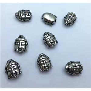 stainless steel buddha beads, Antique silver, approx 10-12mm