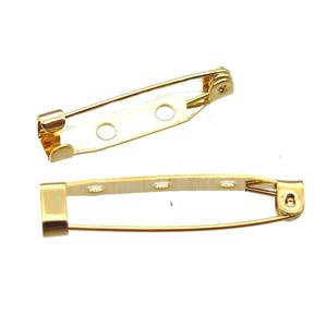 stainless steel brooch clip, goldplated, approx 25mm length