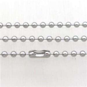 raw Stainless Steel Necklace Ball Chain, approx 2.4mm, 60cm length