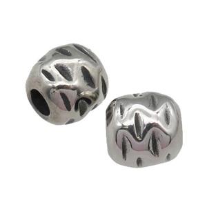 Stainless Steel barrel Beads, antique silver, approx 10mm, 4mm hole