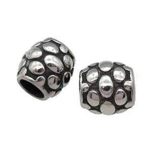 Stainless Steel Barrel European Beads Large Hole Antique Silver, approx 12mm, 6mm hole