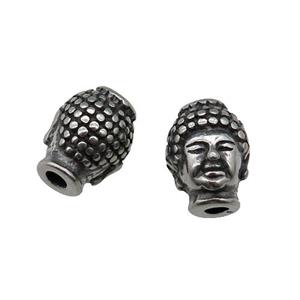 Stainless Steel buddha Beads, antique silver, approx 10-13mm, 3mm hole