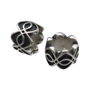 Stainless Steel tube Beads, antique silver, approx 11mm, 6mm hole