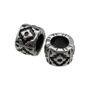 Stainless Steel tube Beads, large hole, antique silver, approx 11mm, 6mm hole