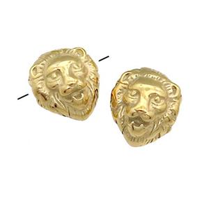 Stainless Steel Lion Beads, gold plated, approx 11-13mm, 3mm hole