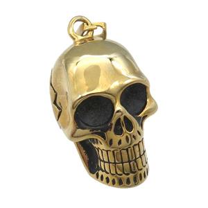 Stainless Steel skull charm pendant antique gold, approx 21-34mm