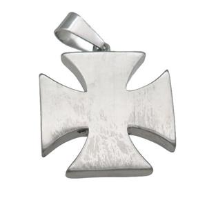 raw Stainless Steel cross pendant, approx 34mm