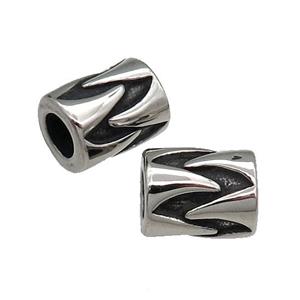 Stainless Steel Tube Beads Large Hole Antique Silver, approx 10-12mm, 5mm hole