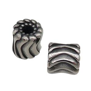 Stainless Steel Tube Beads Antique Silver, approx 12mm, 4mm hole