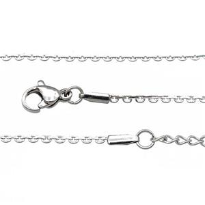 Raw Stainless Steel Necklace Chain, approx 1.5mm, 44-49cm length