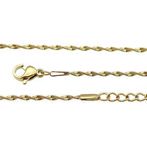 Stainless Steel Necklace Chain Gold Plated, approx 1.6mm, 44-49cm length
