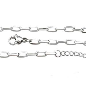 Raw Stainless Steel Necklace Chain, approx 3x6.5mm, 44-49cm length