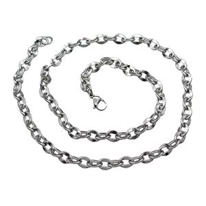 Raw Stainless Steel Necklace, approx 6.5mm, 54cm length