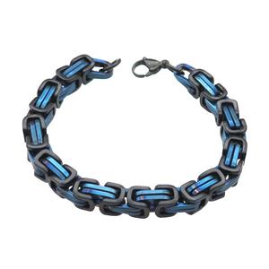 Stainless Steel Bracelet Black Plated Blue, approx 8mm, 21cm length