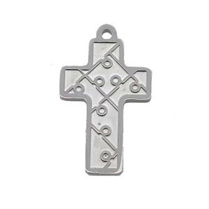 Raw Stainless Steel Cross Charm Pendant, approx 15-21mm