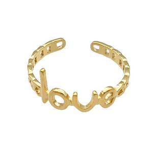 Stainless Steel Ring Love Gold Plated, approx 5-8mm, 18mm dia