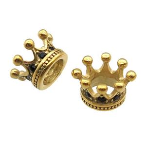 Stainless Steel Crown Beads Antique Gold, approx 7x12mm, 6mm hole