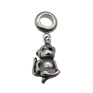Stainless Steel Zodiac Monkey Pendant Antique Silver, approx 11-16mm, 9mm, 5mm hole