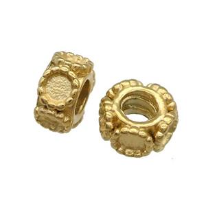Stainless Steel Rondelle Beads With Pad Large Hole Gold Plated, approx 11mm, 5mm hole