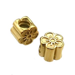 Stainless Steel Flower Beads Large Hole Gold Plated, approx 10mm, 4mm hole