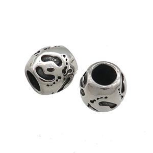 Stainless Steel European Barrel Beads Large Hole Antique Silver, approx 10mm, 4mm hole