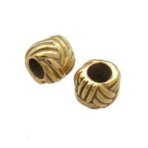 Stainless Steel Tube Beads Large Hole Gold Plated, approx 9mm, 4mm hole