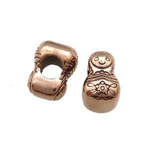 Stainless Steel NestingDoll Beads Large Hole Rose Gold, approx 8-13mm, 5mm hole