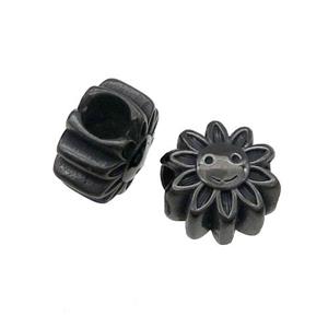 Stainless Steel SunFlower Beads Large Hole Black Plated, approx 12mm, 5mm hole