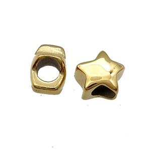 Stainless Steel Star Spacer Beads Gold Plated, approx 11mm, 5mm hole