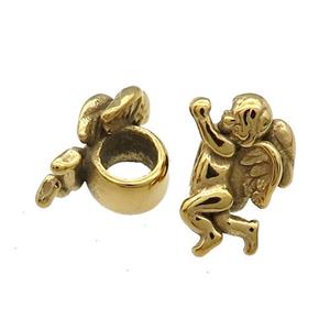 Stainless Steel Angel Charm Beads Gold Plated, approx 10-15.5mm, 5mm hole