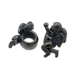 Stainless Steel Angel Charm Beads Black Plated, approx 10-15.5mm, 5mm hole