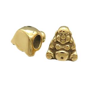 Stainless Steel Buddha Beads Large Hole Gold Plated, approx 11-12mm, 5mm hole