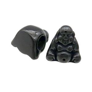 Stainless Steel Buddha Beads Large Hole Black Plated, approx 11-12mm, 5mm hole