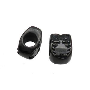 Stainless Steel Owl Beads Large Hole Black Plated, approx 7.5-10.5mm, 5mm hole