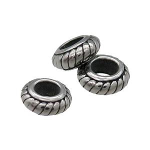 Stainless Steel Rondelle Beads Large Hole Antique Silver, approx 9mm